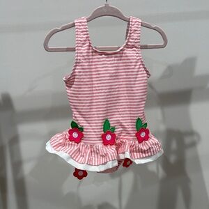 Florence Eiseman Pink and White Striped bathingsuit